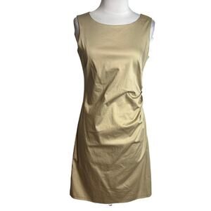 NWT Piazza Sempione khaki ruched sheath dress tan Sz 38